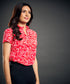 Front Vneck Red Paisley Printed Top